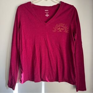 Sonoma Women's V-Neck Long Sleeve Top - Fuchsia